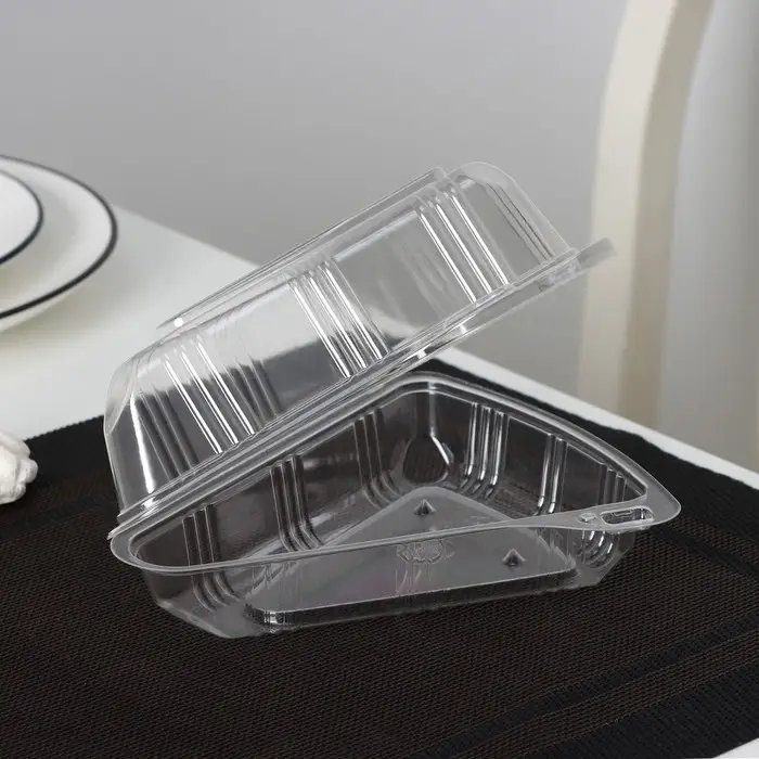 Контейнер для кусочка торта одноразовый, неразьёмная крышка, пластик, 8.5&times;11.5&times;6.5 см, прозрачный