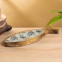 Блюдо в форме рыбки "Мудрый слон" дерево манго 32х11,5х2 см