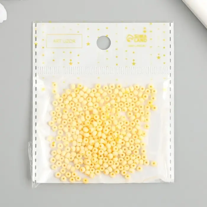 Бисер стекло 8/0 "Маршмеллоу. Матовый. Тёмно-жёлтый" 10 гр