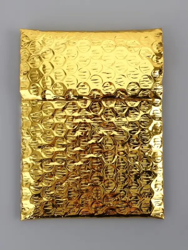 Пакет из ВПП c клапаном и клеевым слоем, золотой 11&times;16 + 5 см