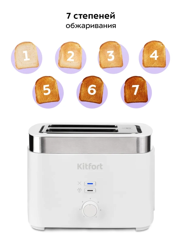 Тостер для хлеба с поддоном для крошек КТ-4025 - 780-930 Вт