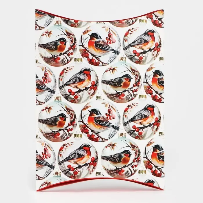 Коробка новогодняя складная фигурная &laquo;Снегири&raquo;, 26 х 19 х 4 см