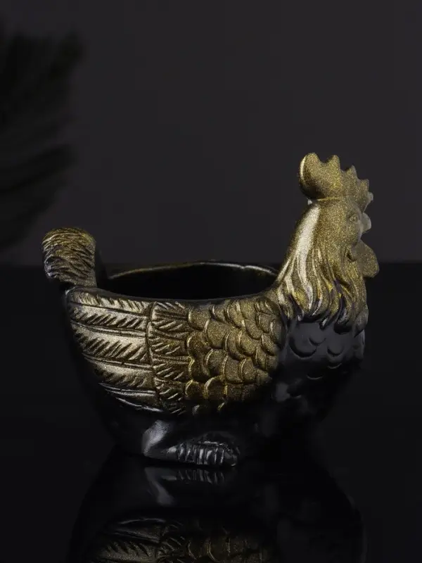 Кашпо "Курица" 10х9х6 см, черный с позолотой