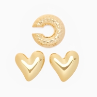Набор серьги и каффы 3 шт. &laquo;Сердечко&raquo; бублик, цвет золото