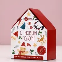 Чистое счастье соль для ванны с сухой пеной "С Новым Годом", имбирный пряник, 300 гр