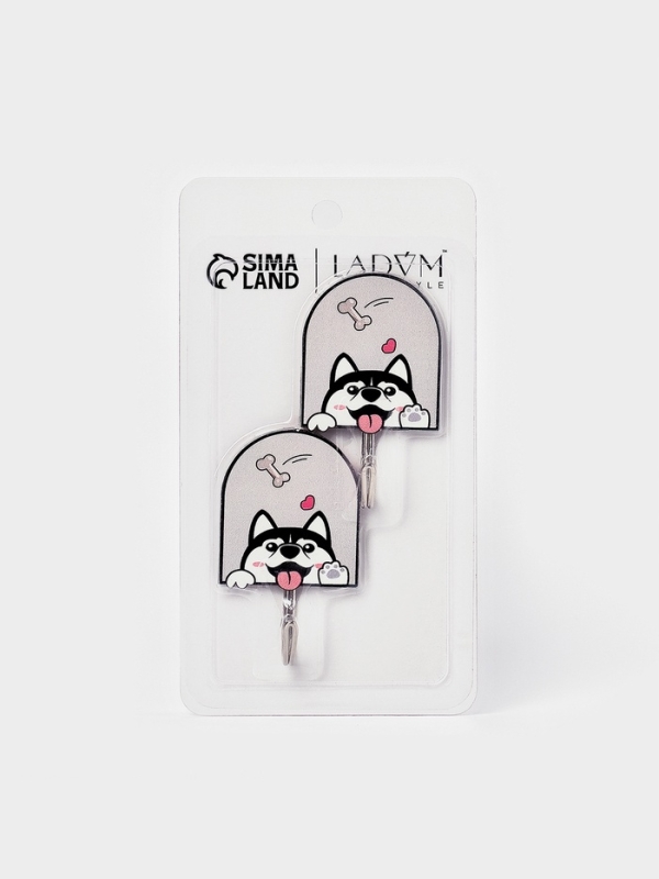 Набор самоклеящихся крючков "Wooden animals ", 2 шт 7,7х2,2х4,6 см