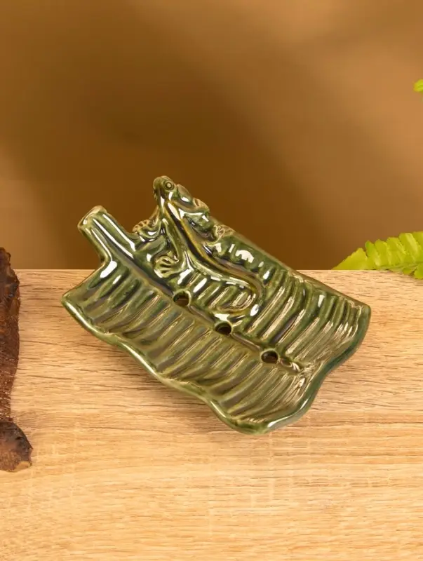 Мыльница &laquo;Геккон&raquo;, 13&times;8&times;3.5 см, керамика, зелёная