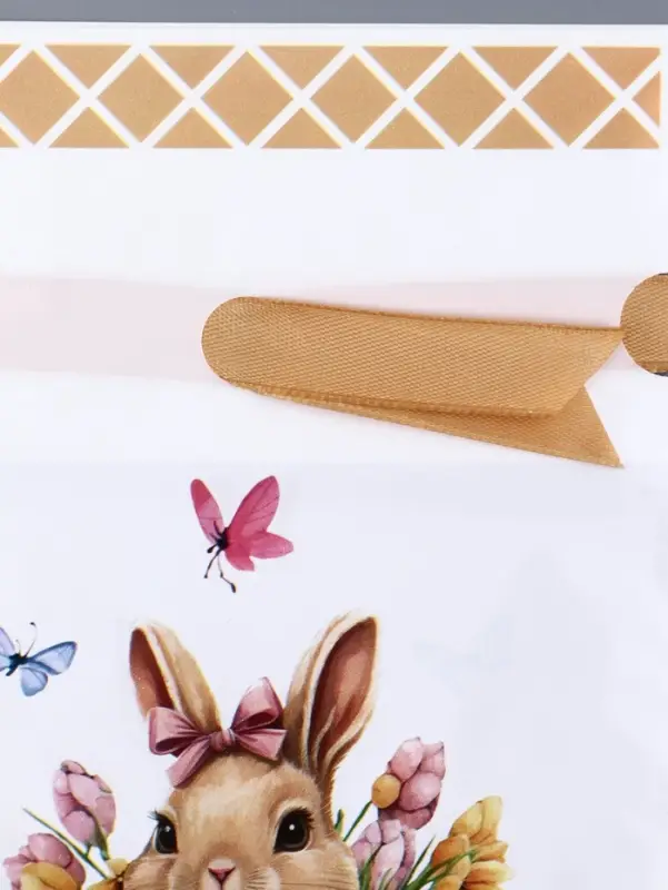 Пакет полиэтиленовый подарочный &laquo;Заяц с цветами&raquo;, с завязками, 15&times;23 см МИКС