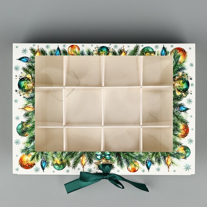 Коробка под 12 конфет с ячейками &laquo;С Новым годом!&raquo; 18.8 х 13.5 х 3.5 см, Новый год