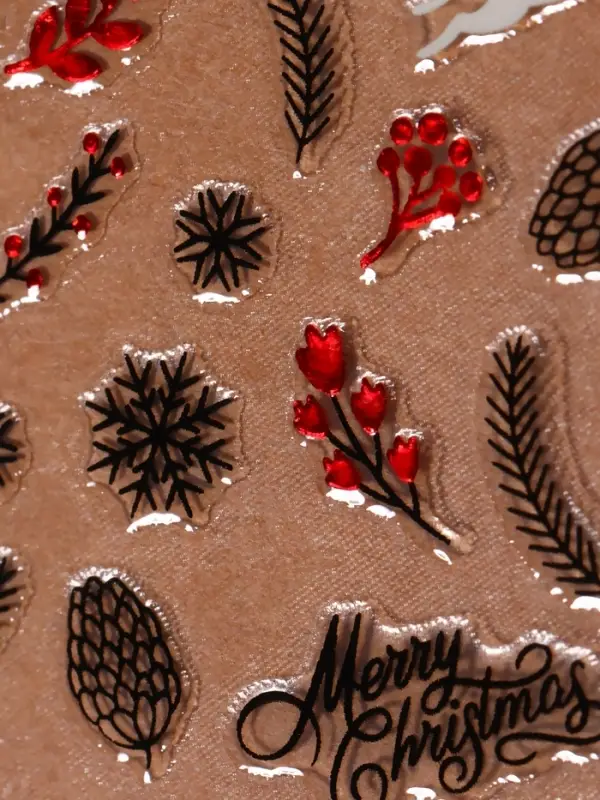 Наклейки для ногтей &laquo;Новый год&raquo;, объёмные, фольгированные, разноцветные