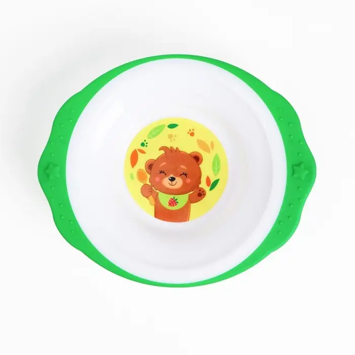 Тарелка M&B &laquo;Медвежонок&raquo;, тарелка на присоске 250мл, в наборе вилка, ложка