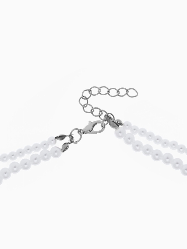 Бусы с жемчугом &laquo;Бусина&raquo; два ряда №4+6, цвет белый в серебре, 50 см