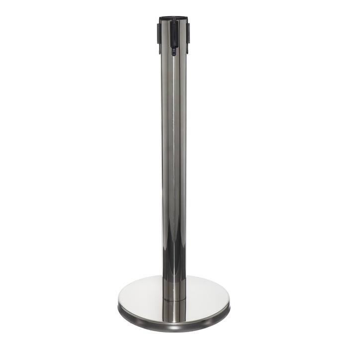 Стойка ограждения серебряная, с вытяжной лентой-470 см оранжевая, высота-90см, d-11см, напольный d-35см