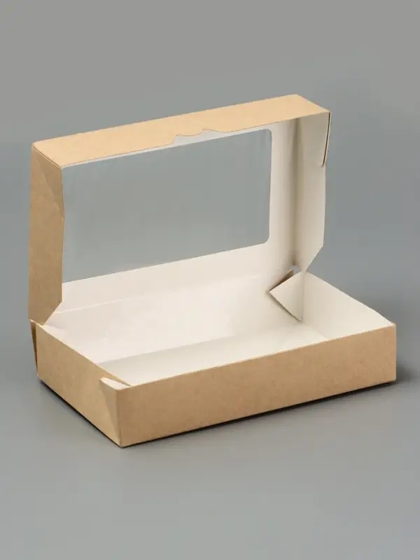 Контейнер навынос, с окном, крафт, МИКС, 20&times;12&times;4 см