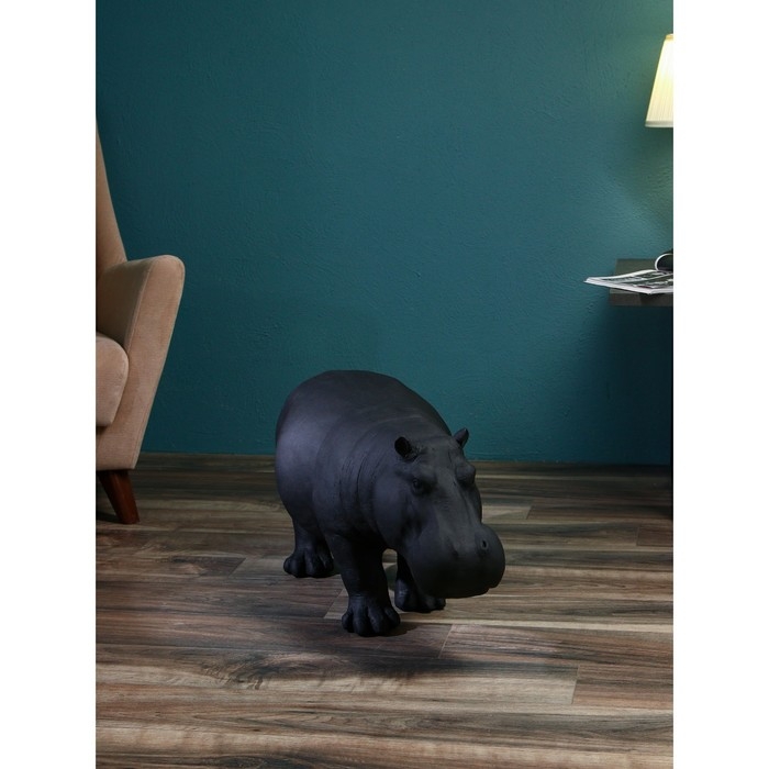 Фигура &laquo;Бегемот&raquo;, полистоун, 41 см, цвет чёрный матовый