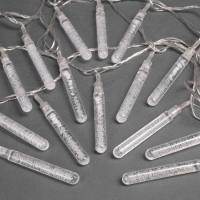 Гирлянда &laquo;Нить&raquo; 5 м с насадками &laquo;Сосульки с пузырьками&raquo;, IP20, прозрачная нить, 20 LED, свечение мульти (RG/RB), мигание, 220 В