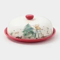 Блинница новогодняя Доляна &laquo;Волшебный праздник&raquo;, 23.5&times;9.7 см, доломит, белая