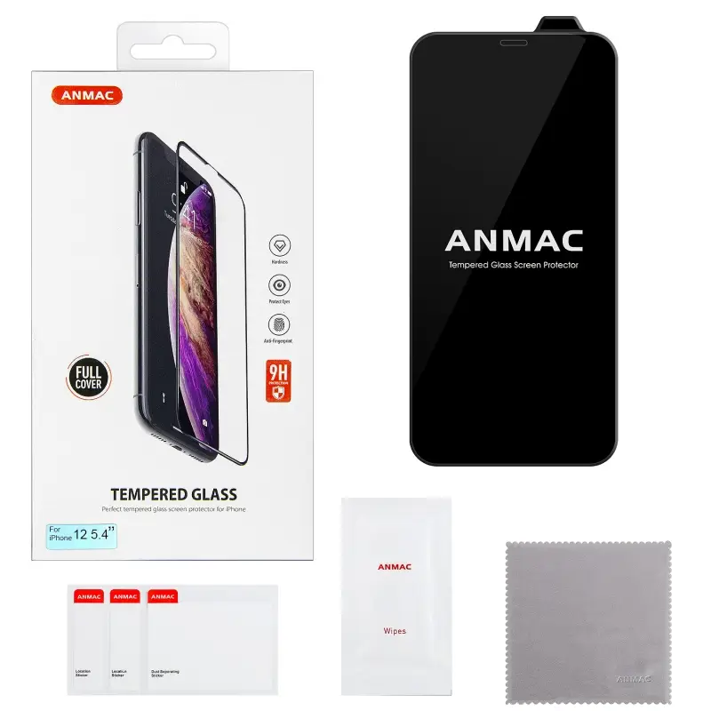 Защитное стекло iP 12 Mini Full Cover ANMAC черный Арт.1137221