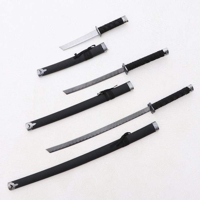 Сув. изделие катаны 3в1 на подставке, ножны кожзам,  черная 47/70/89см