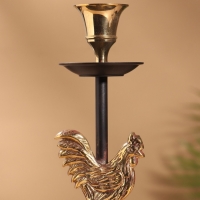 Подсвечник на 1 свечу " Золотой гребешок" латунь, черный с золотом 6х6х21,5  см