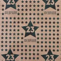 Бумага упаковочная крафтовая &laquo;Звёзды&raquo;, 23 февраля, 50 х 70 см