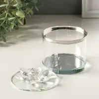 Шкатулка стекло с металлическим ободком "Лотос" серебро 8,2х8,2х8,5 см