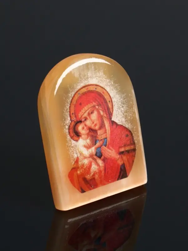 Владимирская икона Божией Матери, 6х5 см, селенит