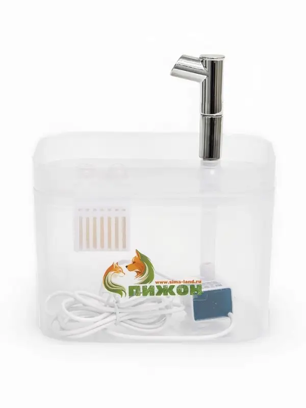 Фонтан для кошек и собак 1,5 л, 16,5 х 13 х 12 см, евророзетка, прозрачный