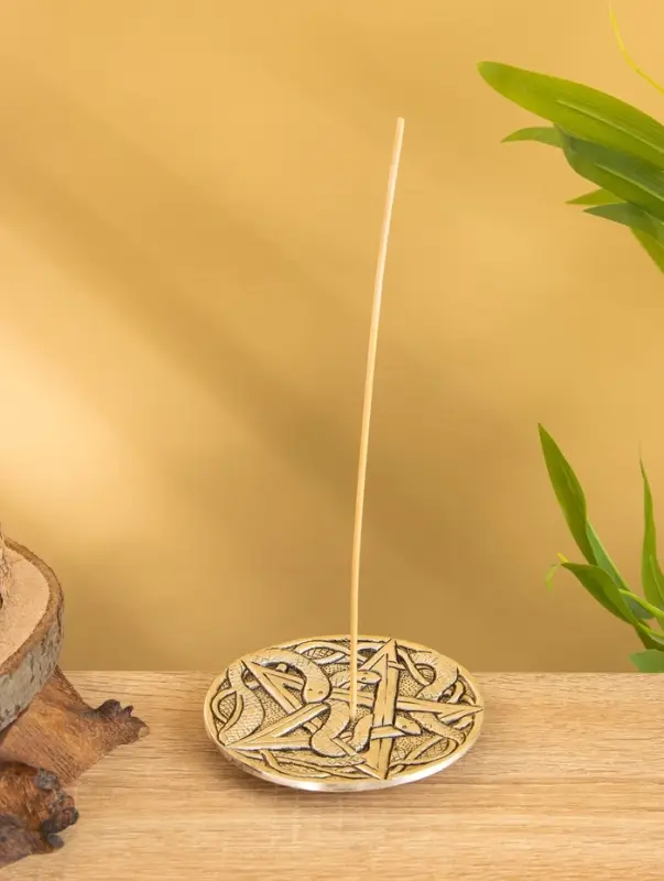 Подставка под благовония "Пентакль и Змеи" алюминий 10,5 см