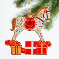 Ёлочная игрушка новогодняя &laquo;Конь&raquo;, на Новый год, 8,8 х 9,2 см
