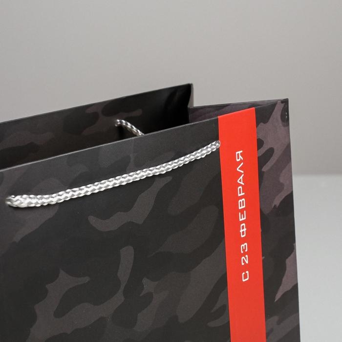 Пакет подарочный ламинированный горизонтальный, упаковка, &laquo;С 23 февраля&raquo;, ML 27 х 23 х 11,5 см