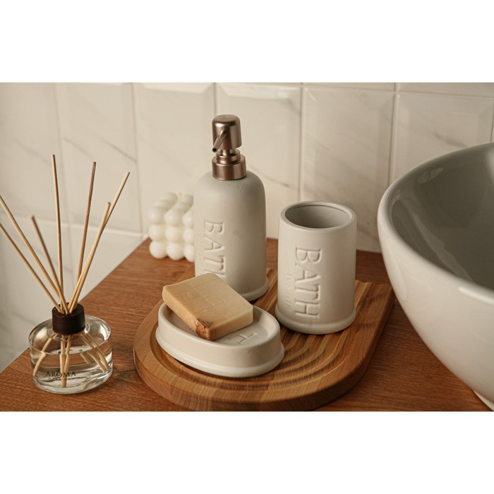 Набор аксессуаров для ванной комнаты SAVANNA &laquo;Бэкки&raquo;, 3 предмета (мыльница, дозатор для мыла 400 мл, стакан), керамика, цвет белый