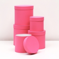 Набор круглых коробок 5в1 "Краски", розовый, 25 х 25 х 25 - 19 х 19 х 19 см