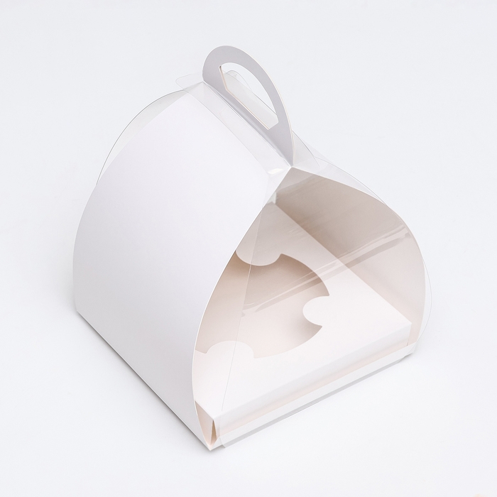 Коробка для десерта, упаковка кондитерская, белая, 15 х 15 х 18 см