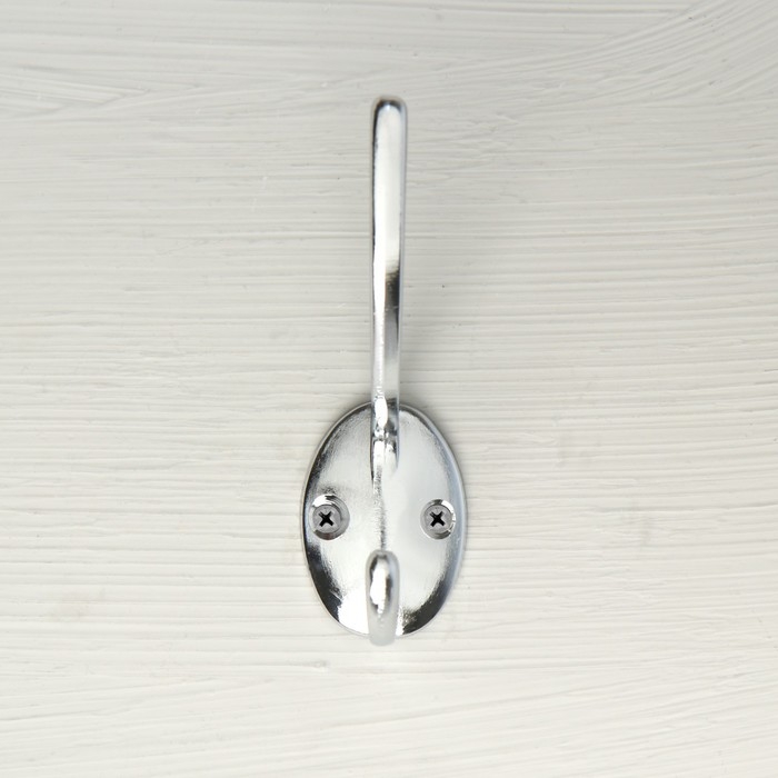 Крючок мебельный ТУНДРА TKD012, двухрожковый, хром