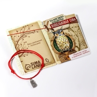 Браслет-оберег &laquo;Красная нить&raquo; кошельковая сова, цвет чернёное серебро, 20 см