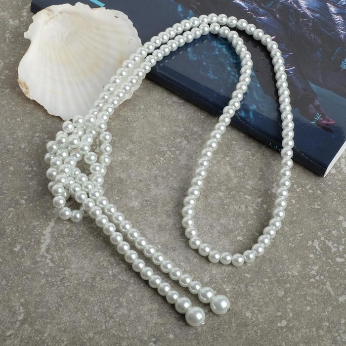 Бусы &laquo;Жемчуг&raquo; нить, шар №6, цвет белый, L=117 см