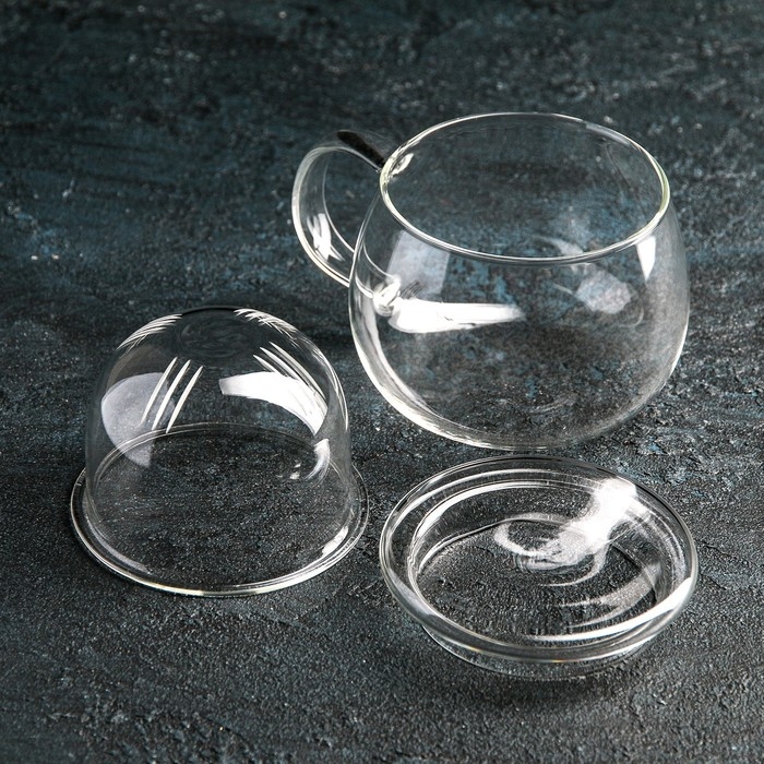 Кружка стеклянная для заваривания со стеклянным ситом &laquo;Лоран&raquo;, 300 мл, 13&times;9&times;8,5 см