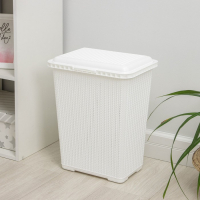 Корзина бельевая с крышкой &laquo;Вязаное плетение&raquo;, 25 л, 37&times;27,5&times;46,5 см, цвет белый