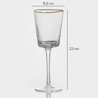 Бокал для вина стеклянный Magistro &laquo;Жемчуг&raquo;, 300 мл, 8,5&times;22 см, с золотой отводкой