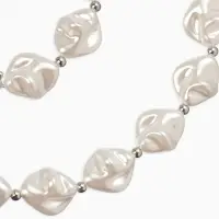 Набор 2 пред-та: бусы,браслет "Жемчуг барочный", ромб. 40/18см, цвет белый в серебре