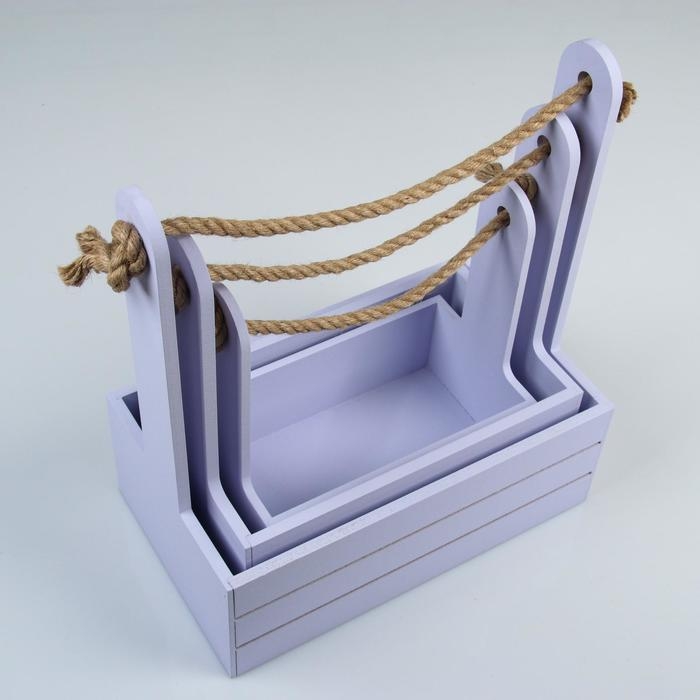 Набор кашпо деревянных 3 в 1 (29&times;18&times;33; 25&times;15&times;30; 21&times;12&times;23) "Аром", лаванда