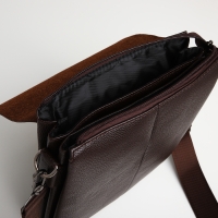 Сумка мужская через плечо TEXTURA, наружный карман, цвет коричневый