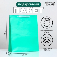 Пакет ламинированный &laquo;Бирюзовый&raquo;, 31 х 40 х 14 см