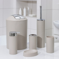 Набор аксессуаров для ванной комнаты SAVANNA &laquo;Сильва&raquo;, 6 предметов (дозатор, мыльница, 2 стакана, ёршик, ведро), цвет серый