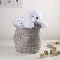 Корзина бельевая текстильная Доляна &laquo;Клетка&raquo;, 30&times;30&times;30 см, цвет серый