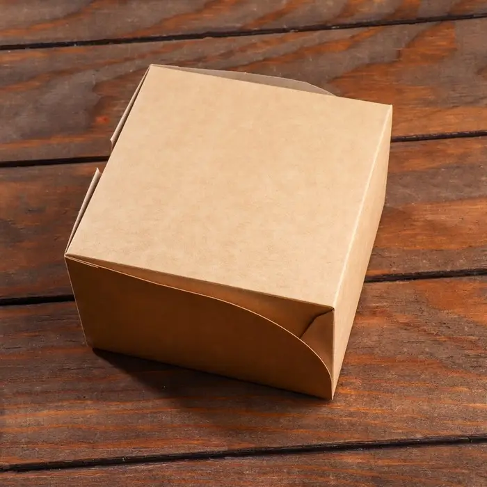 Упаковка на 4 мини - капкейка крафт с окном, 13&times;13&times;8 см