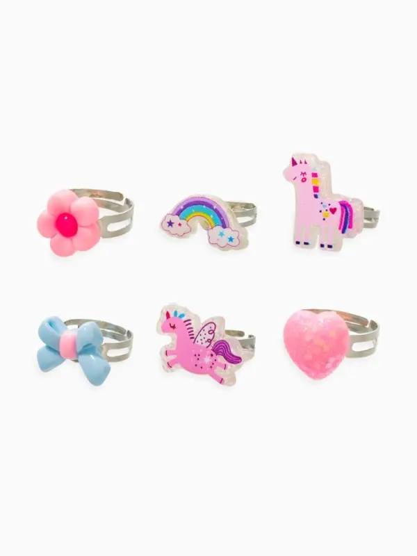 Кольца детские набор 6 шт. &laquo;Выбражулька&raquo; ассорти единорог форма МИКС, б-р, разноцветный