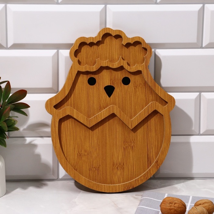 Менажница, набор 2 шт., дерево &laquo;Посуда: пасхальные животные&raquo;, заяц 30х24 см., цыпленок 30х24 см.