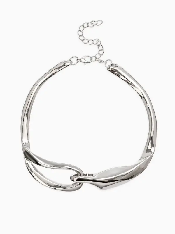 Колье "Стиль", цвет серебро d=12см